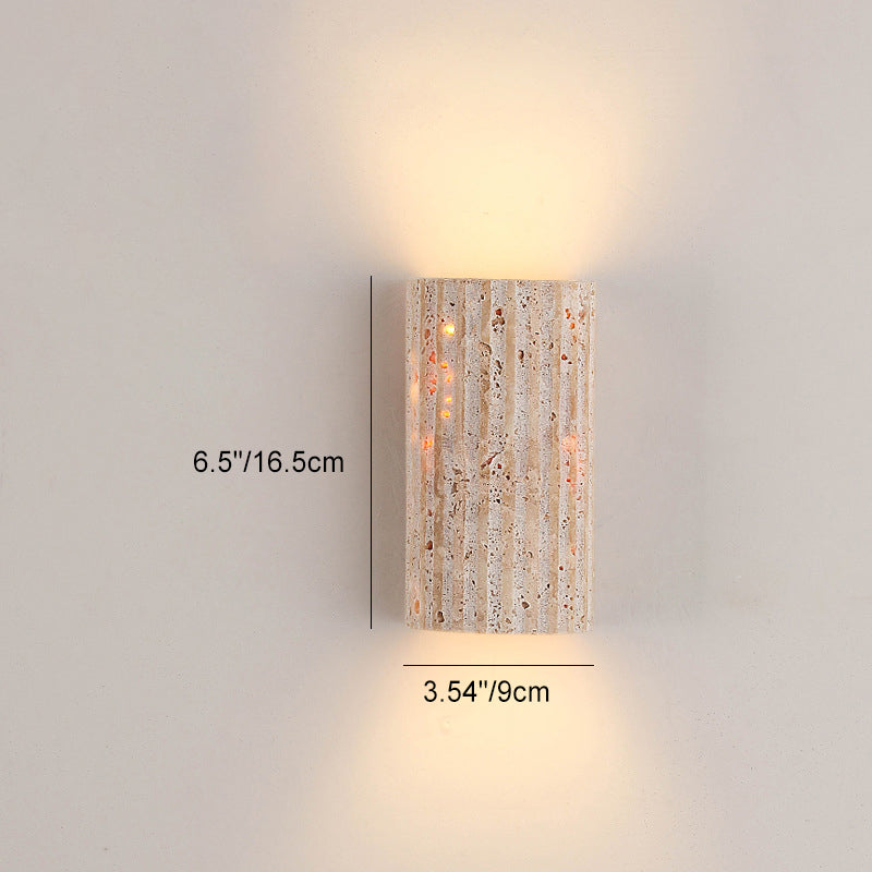 Traditional Japanese Beige Travertine LED Wall Sconce