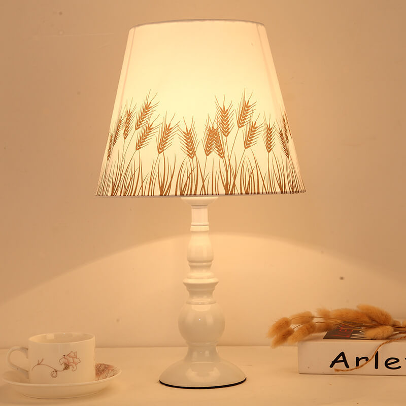 Modern Simple Floral Fabric Iron Vase Base Table Lamp