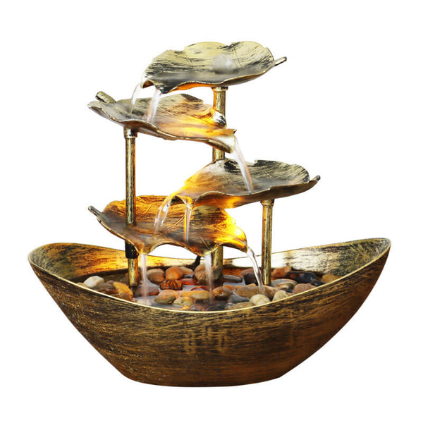 Creative Lotus Leaf Yuanbao Flowing Fountain LED Table Lamp
