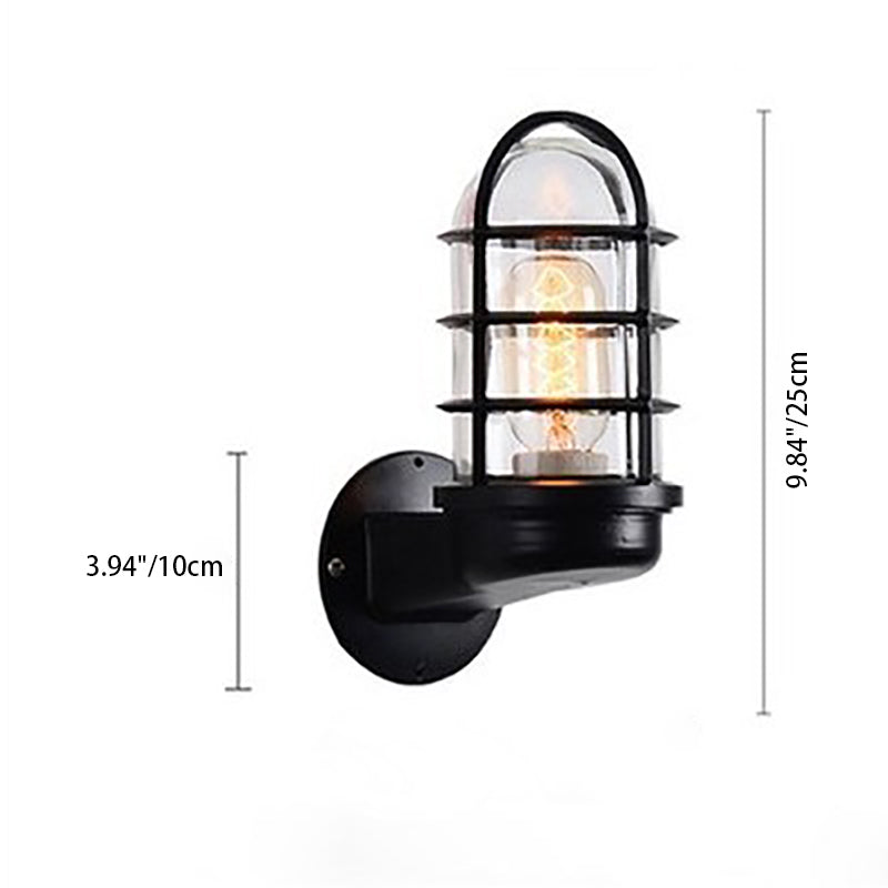 Contemporary Industrial Aluminum Round Cage Wall Sconce