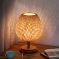 Traditional Chinese Moso Bamboo Wood Iron Weaving Table Lamp
