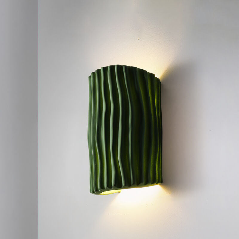 Contemporary Nordic Resin Striped Half Cylinder Wall Sconce