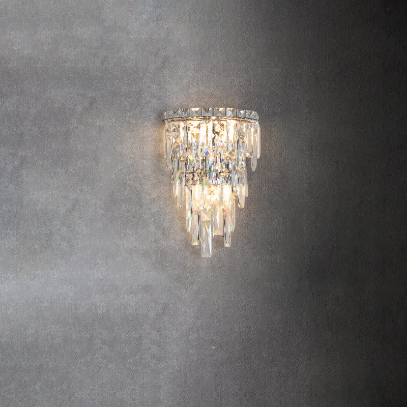 Contemporary Luxury Crystal Tassel Half Post Wall Sconce