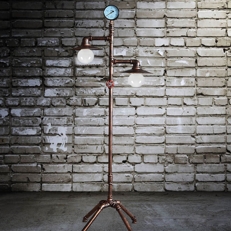 Industrial Steampunk Bronze 2-Light Floor Lamp
