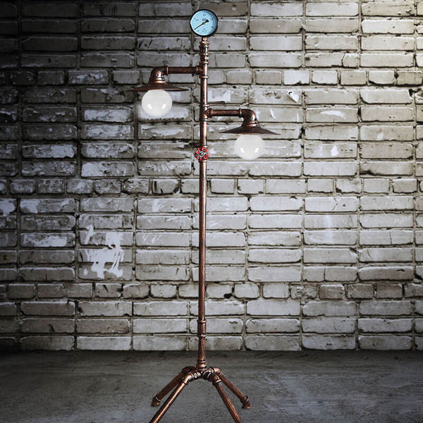 Industrial Steampunk Bronze 2-Light Floor Lamp