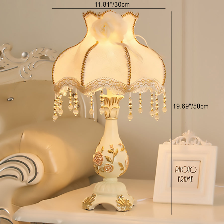 Traditional European Vase Base Resin Fabric Table Lamp