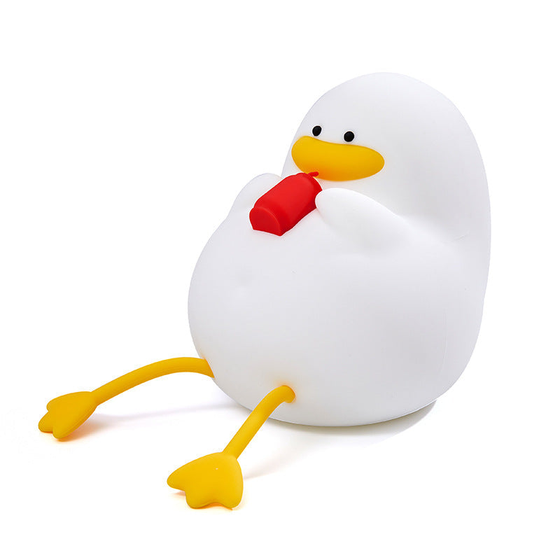 Creative Cartoon Silicone Duck Pat LED Night Table Lamp