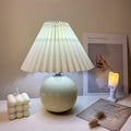 Modern Minimalist Round Fabric Pleated Ceramic Table Lamp