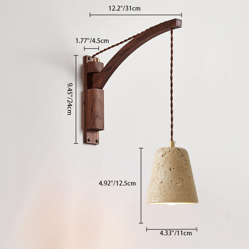 Japanese Wabi-Sabi Solid Wood Glass Horn Wall Sconce