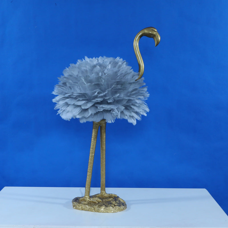 Nordic Goose Feather Metal Flamingo Ball 1-Light Table Lamp