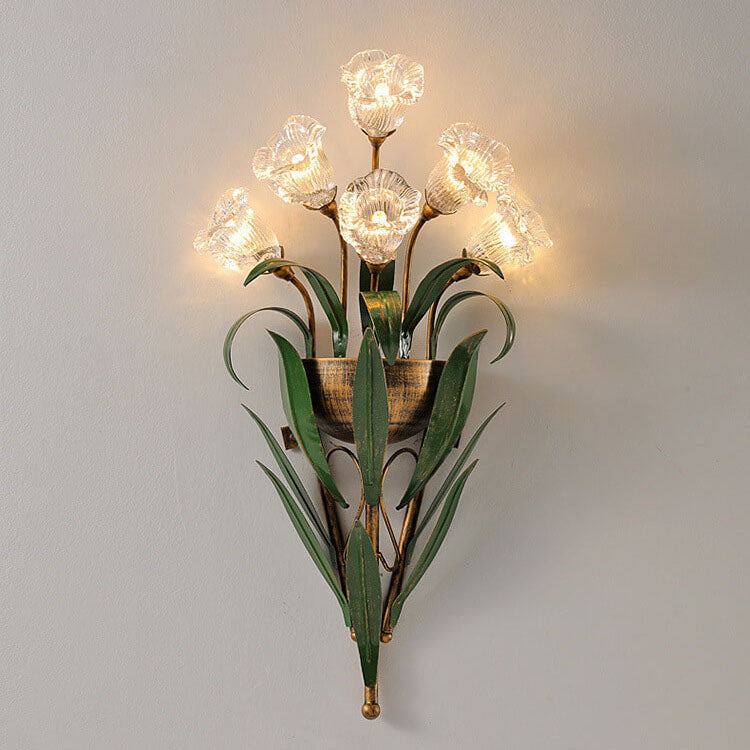 Modern Minimalist Glass Flower 6/10-Light Wall Sconce