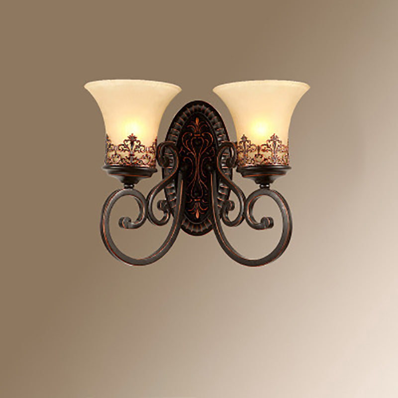 Traditional Vintage Round Glass Iron 1/2 Light Wall Sconce