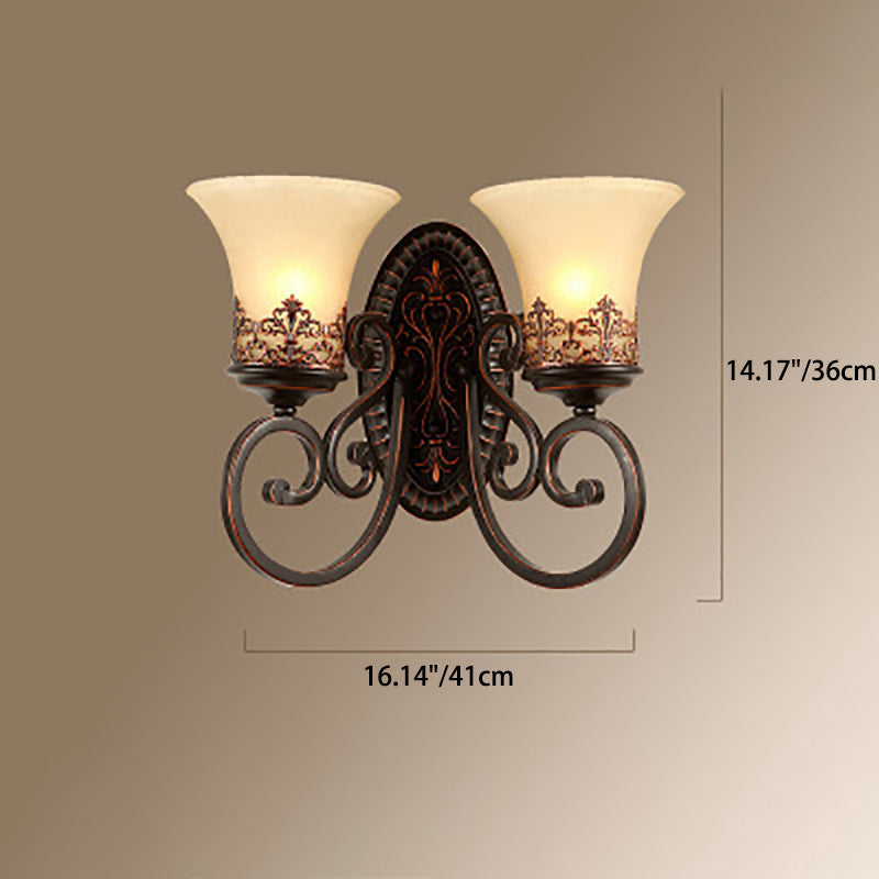 Traditional Vintage Round Glass Iron 1/2 Light Wall Sconce