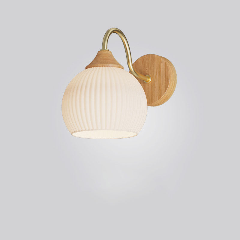 Contemporary Nordic Iron Glass Striped Round Log Wall Sconce