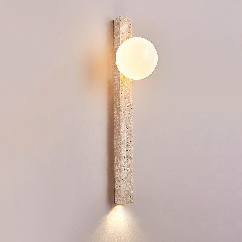 Traditional Japanese Long Strip Yellow Travertine Wall Sconce
