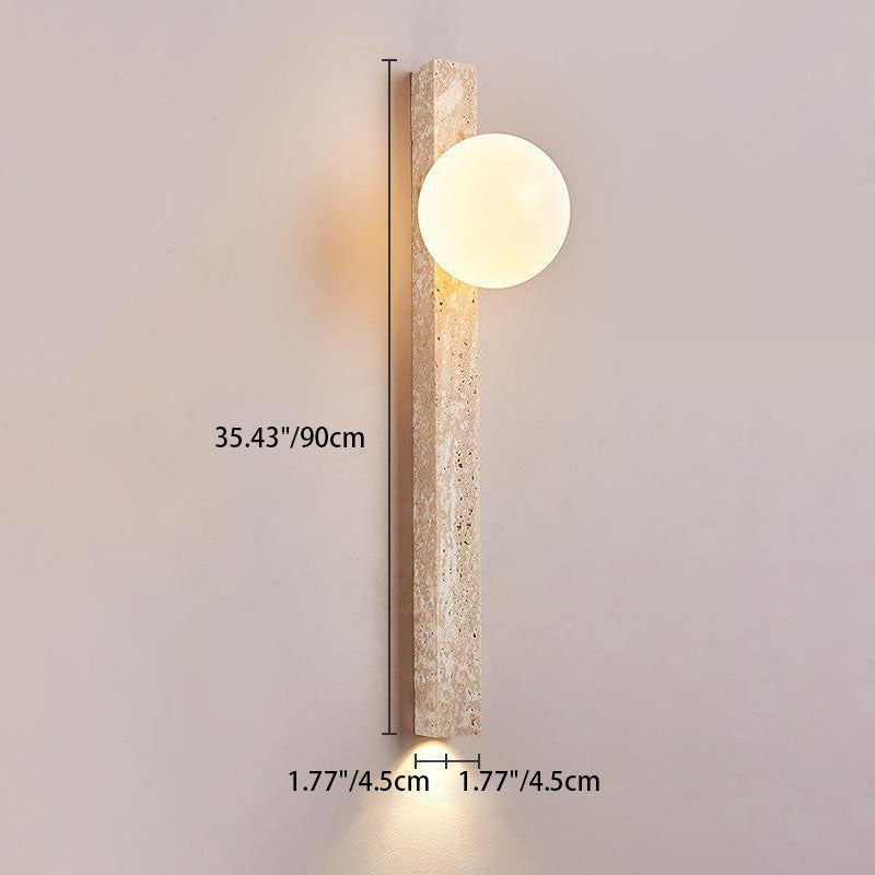 Traditional Japanese Long Strip Yellow Travertine Wall Sconce