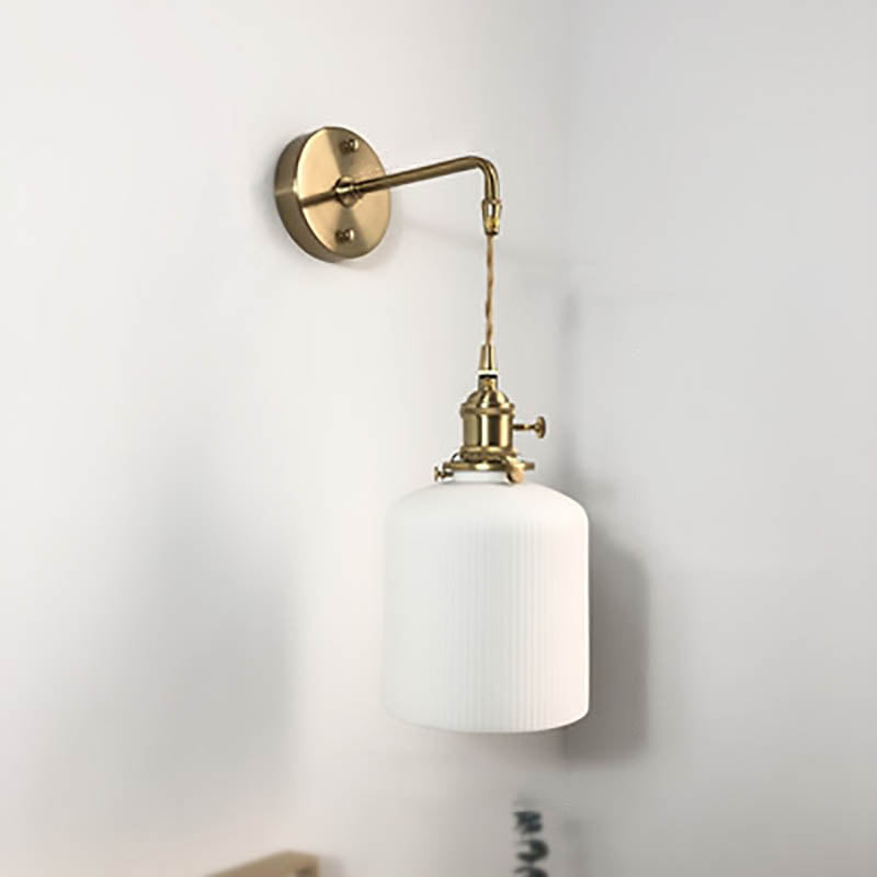 Japanese Retro Minimalist Cylinder Oval Brass Wall Sconce