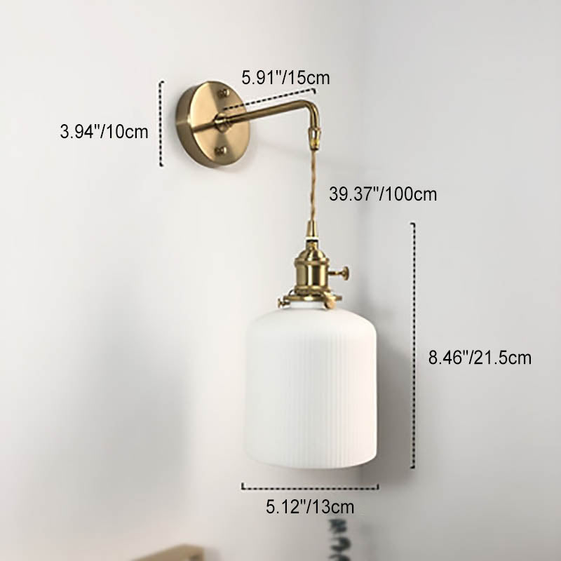 Japanese Retro Minimalist Cylinder Oval Brass Wall Sconce