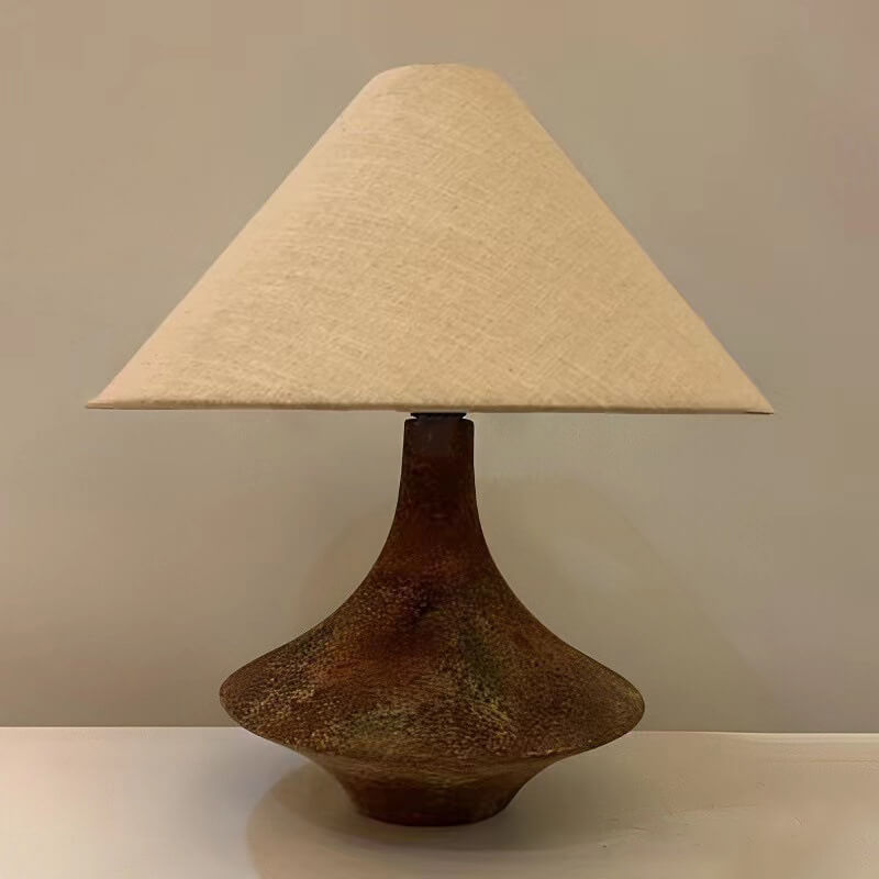 Wabi-Sabi Vintage Cone Vase Base Ceramic Fabric Table Lamp