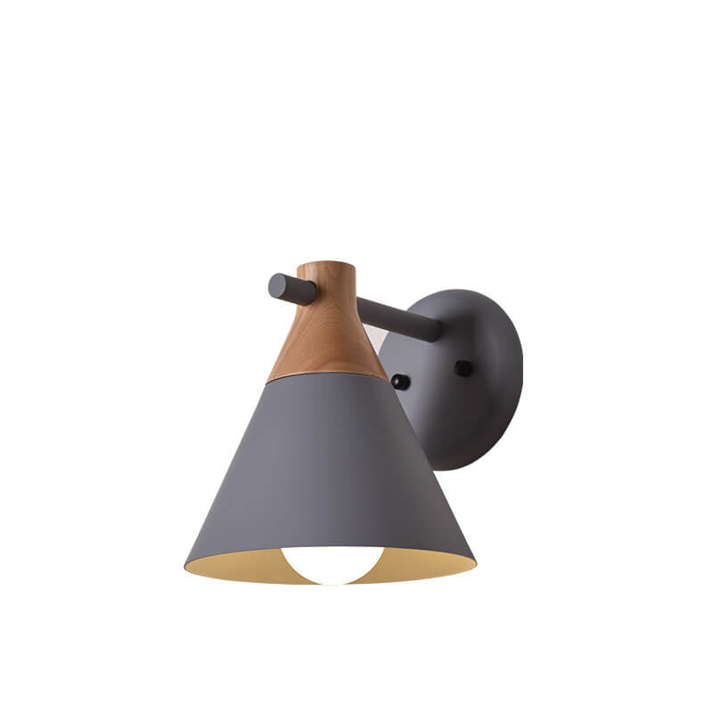 Nordic Solid Wood Macaron Cone Shade 1-Light Wall Sconce
