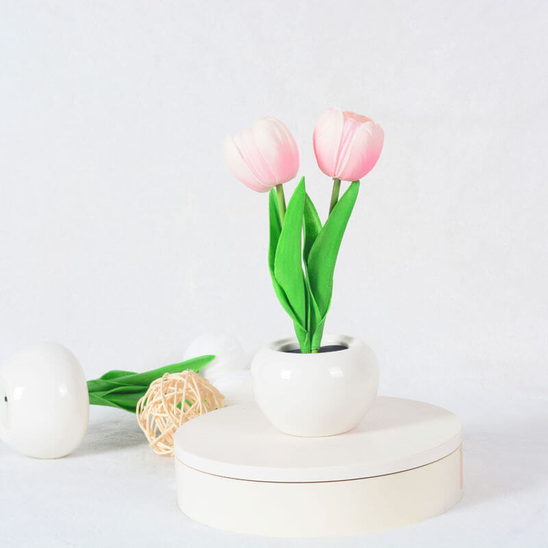 Modern Creative Faux Tulip & Peony LED Night Table Lamp