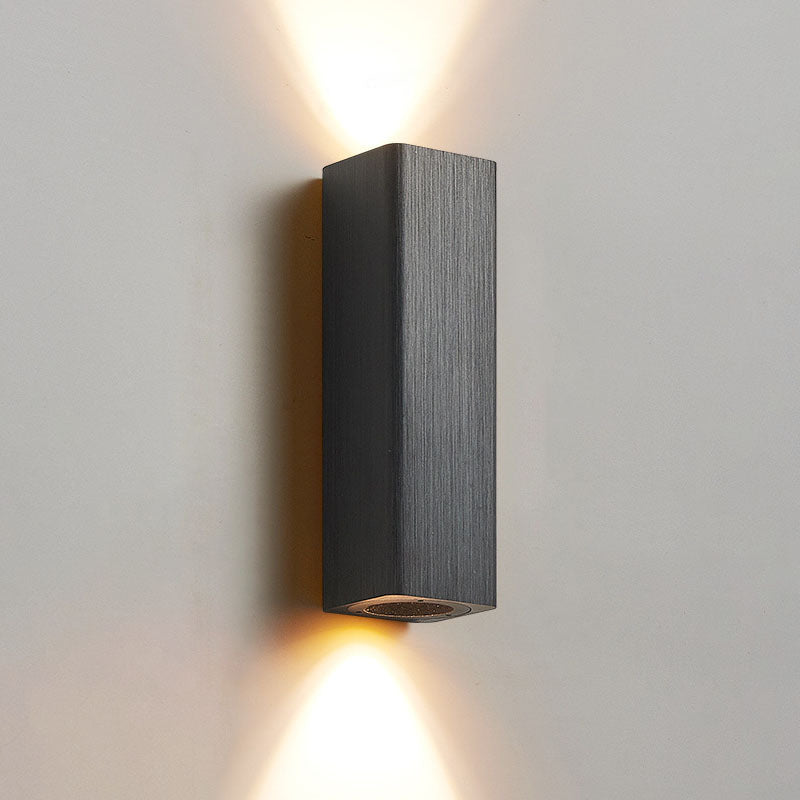 Nordic Minimalist Brushed Aluminum Rectangular Wall Sconce