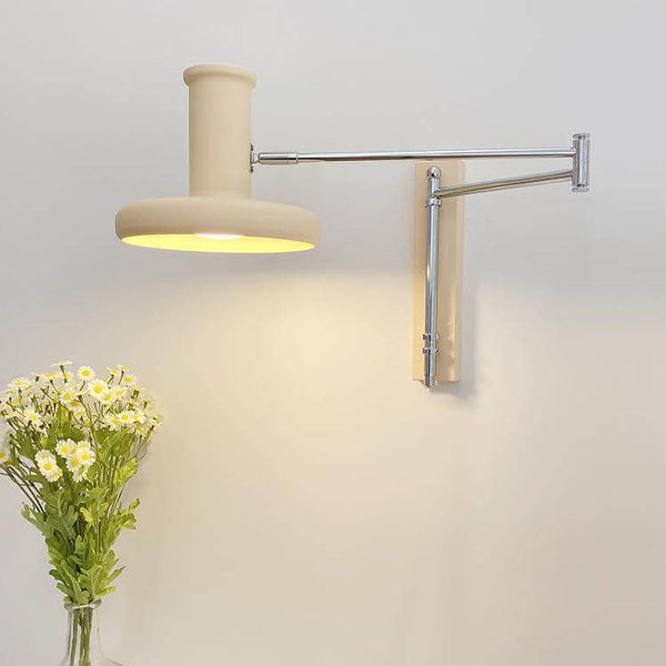 Nordic Minimalist Beige Swing Arm 1-Light Wall Sconce