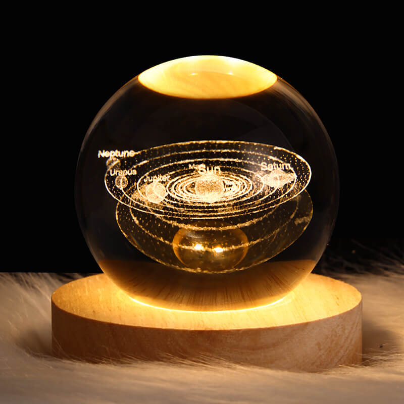 Creative Star System Crystal Ball USB LED Night Table Lamp