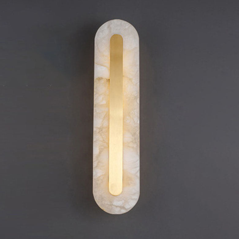 Light Luxury Brass Marble Oval Square LED Wall Sconce