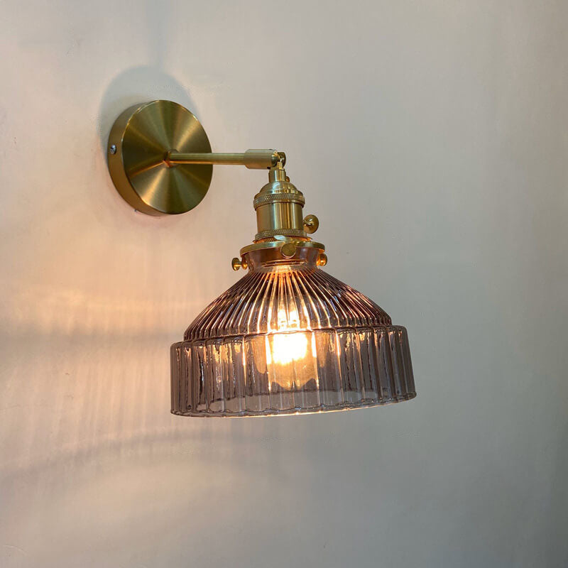 Nordic Dome Glass Shade Brass 1-Light Wall Sconce