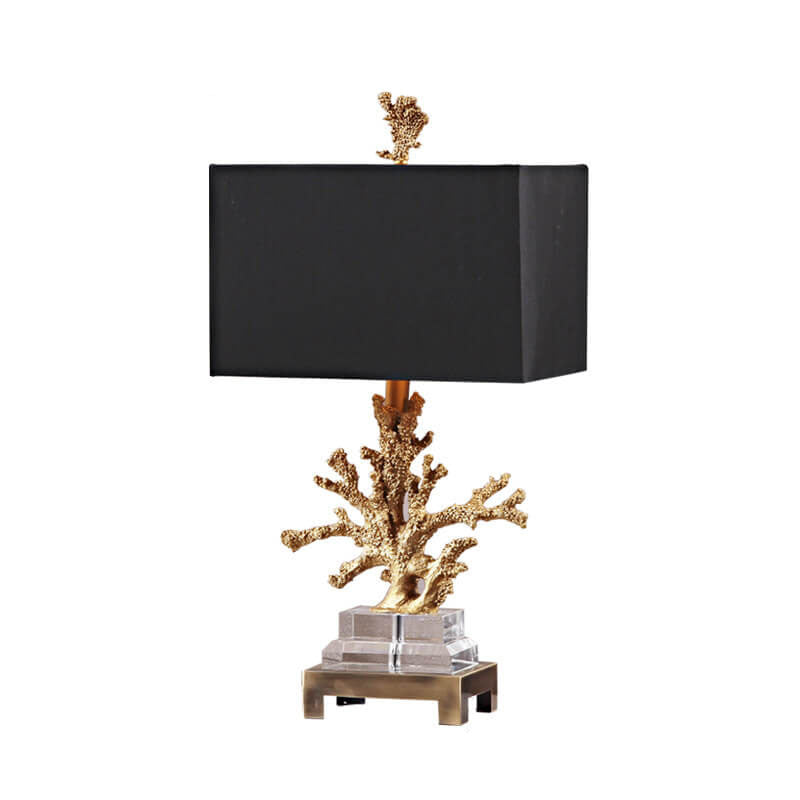 Modern Art Deco Linen Resin Crystal Coral Base Table Lamp