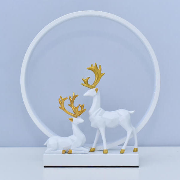 Nordic Iron Acrylic Circle Deer USB Plug-in LED Table Lamp