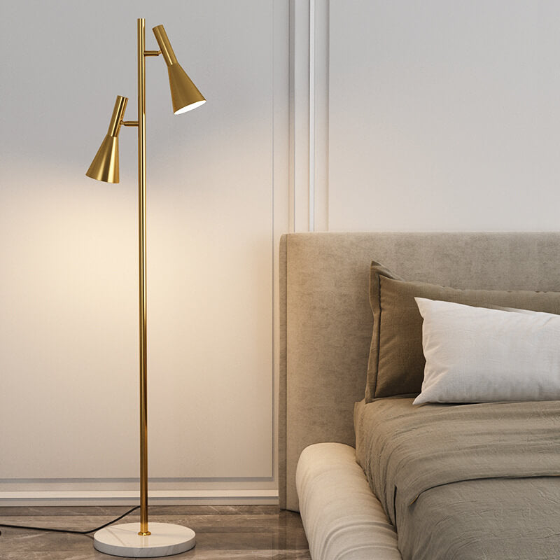 Modern Minimalist Gold 2-Light Floor Lamp