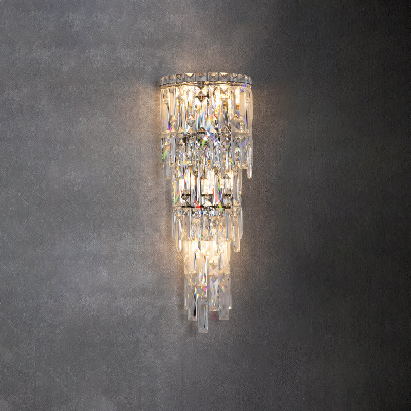 Contemporary Luxury Crystal Tassel Half Post Wall Sconce