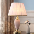 Traditional European Pleated Fabric Shade Ceramic Table Lamp