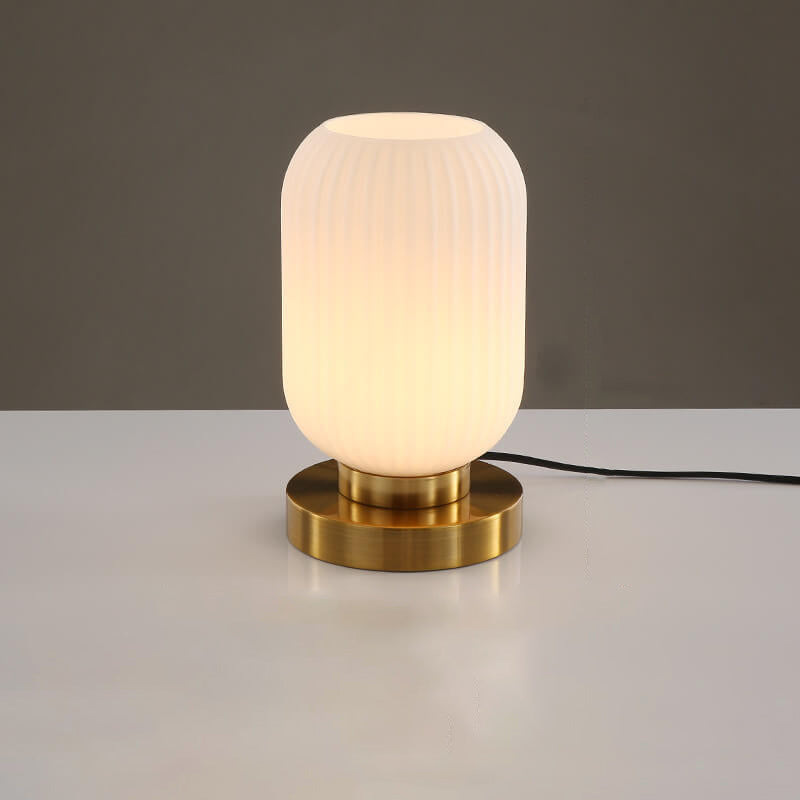 Elegant Nordic Striped Glass Oval 1-Light Table Lamp