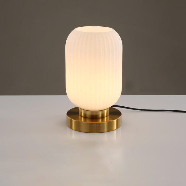 Elegant Nordic Striped Glass Oval 1-Light Table Lamp