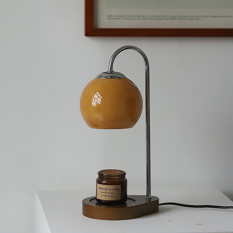 Modern Solid Wood Sphere Candle Lamp 1-Light Table Lamp