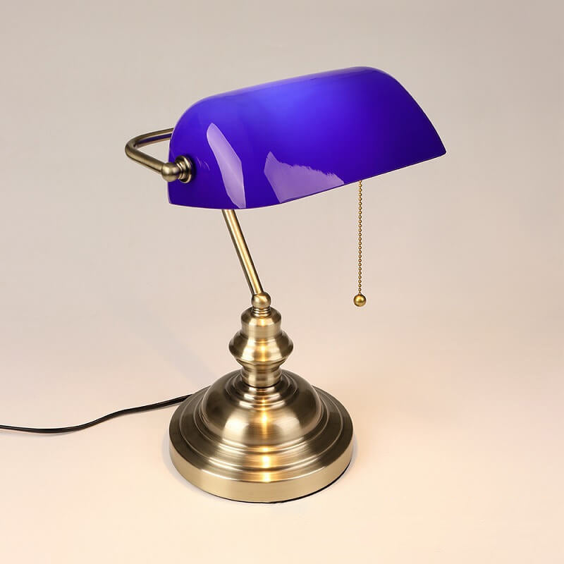 Retro-Colored Glass Table Lamp with Metal Base - Table Lamp