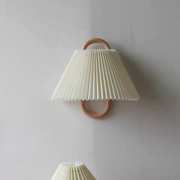 Modern Solid Wood Pleated Semi-Circle Wall Sconce