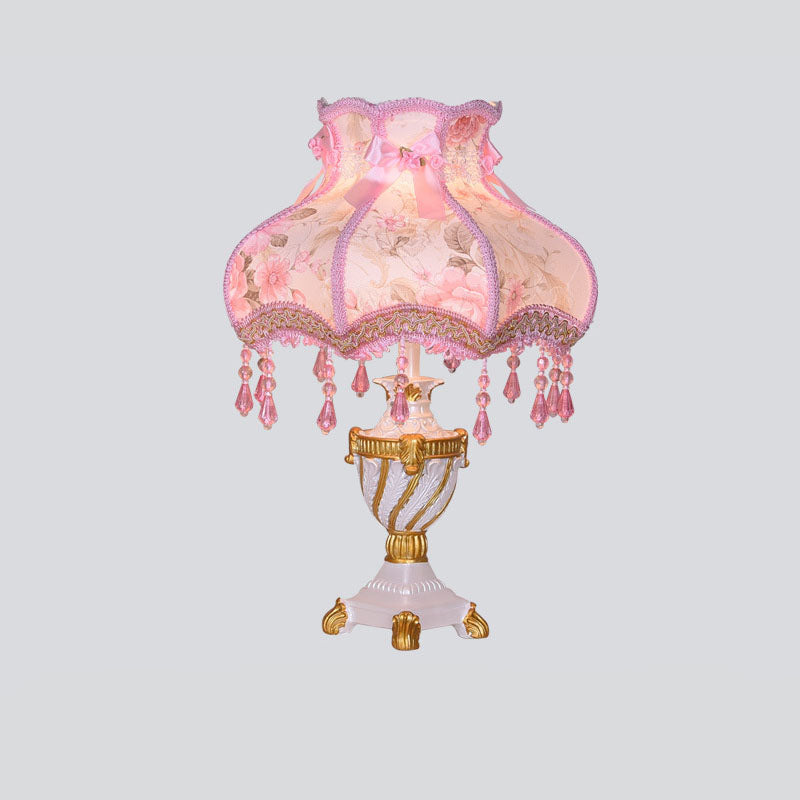 European Luxury Fabric Lace Resin 1-Light Table Lamp