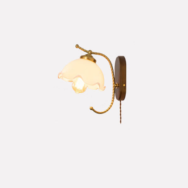 French Vintage Cream Glass Petal 1-Light Wall Sconce