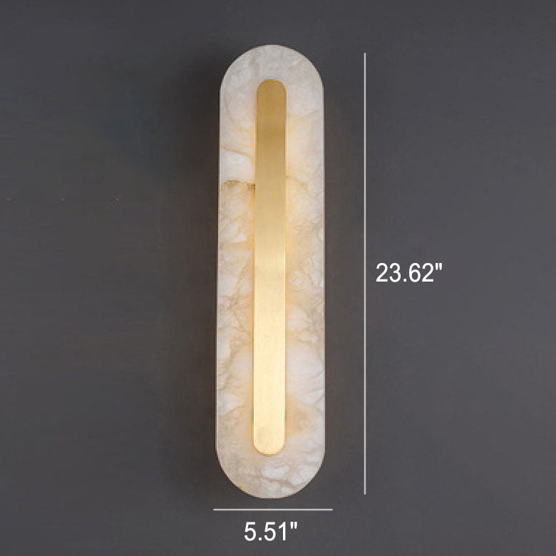 Light Luxury Brass Marble Oval Square LED Wall Sconce