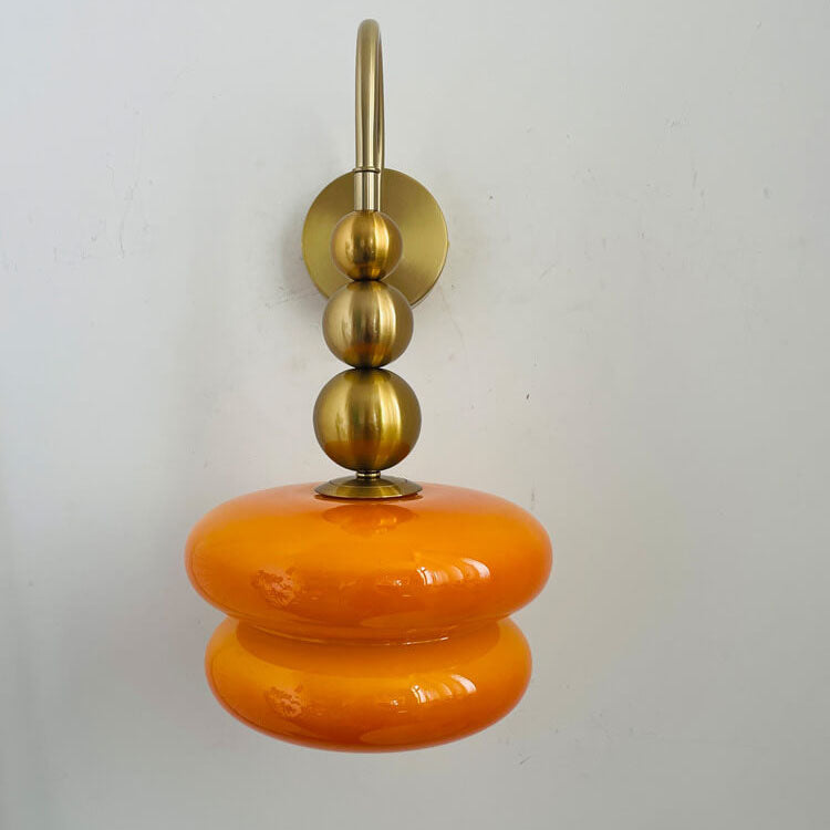 Macaron Cream Gourd Design Glass Shade Wall Sconce