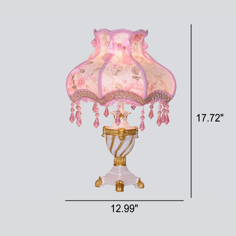 European Luxury Fabric Lace Resin 1-Light Table Lamp