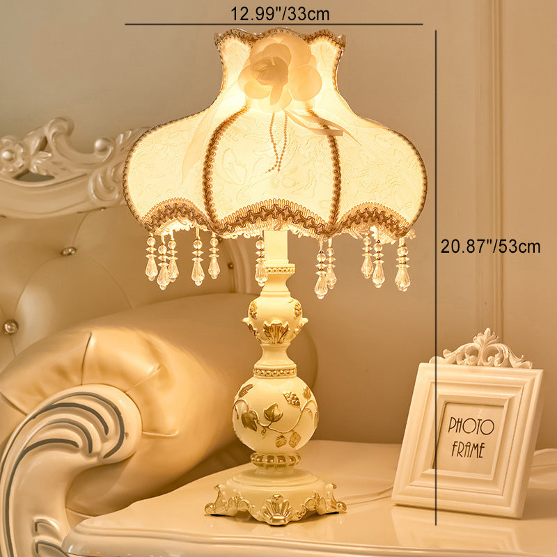 Traditional European Vase Base Resin Fabric Table Lamp