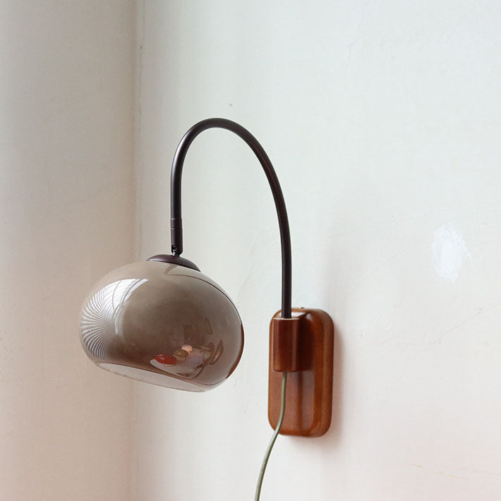 European Minimal Glass Solid Wood 1-Light Wall Sconce