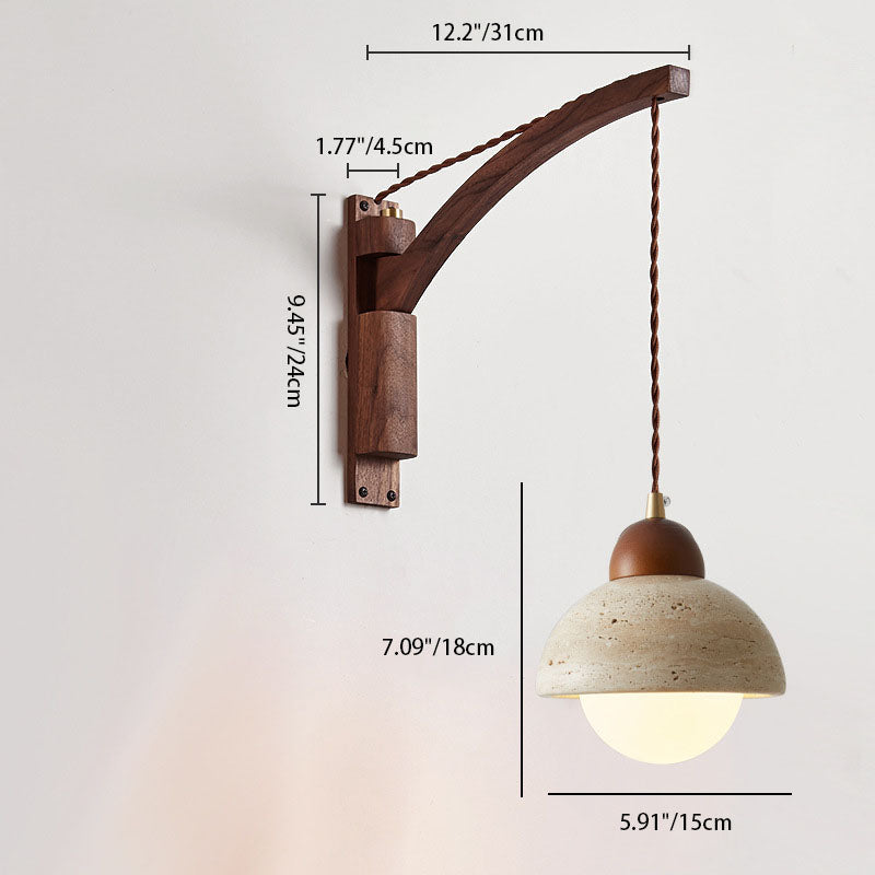 Japanese Wabi-Sabi Solid Wood Glass Horn Wall Sconce