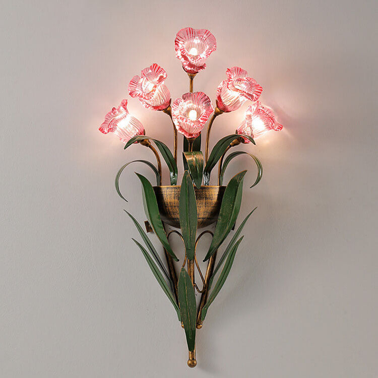 Modern Minimalist Glass Flower 6/10-Light Wall Sconce