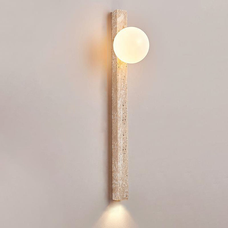 Traditional Japanese Long Strip Yellow Travertine Wall Sconce